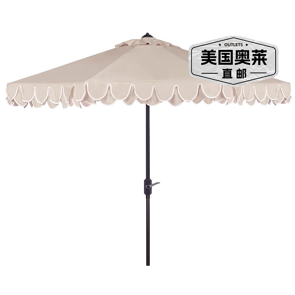 safaviehElegant Valance 9Ft Auto Tilt Umbrella - 米色/白色 - 图0