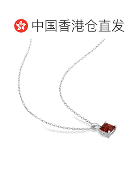 美国直邮自营 Julianna B女士项链吊坠银色链镶嵌方形切割石榴石
