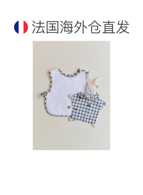欧洲直邮自营Sezane 婴儿蓝色棉质刺绣花朵围兜