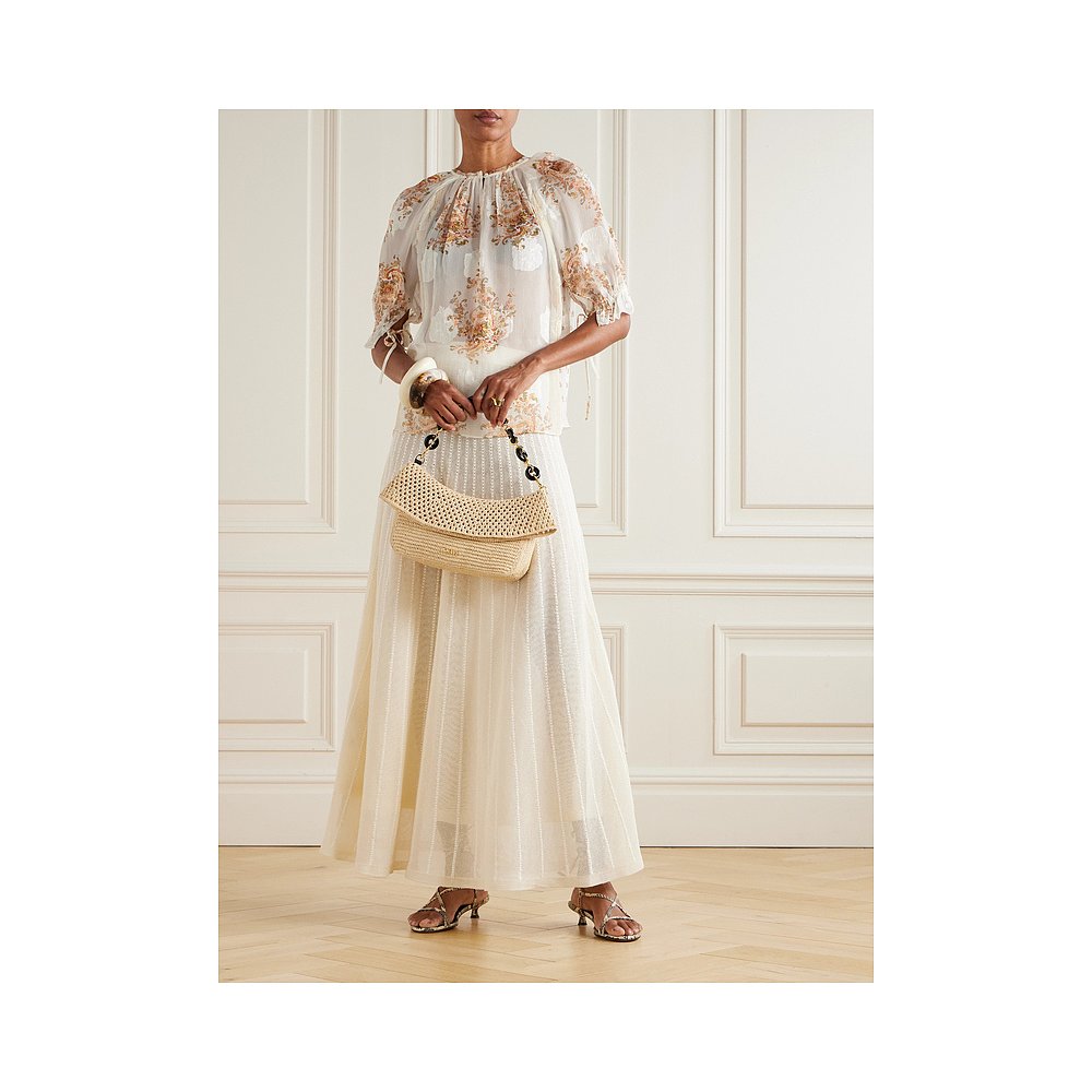 1h可退 潮奢 ULLA JOHNSON 女士 Pippa 印花真丝混纺绉纱提花衫 P - 图0