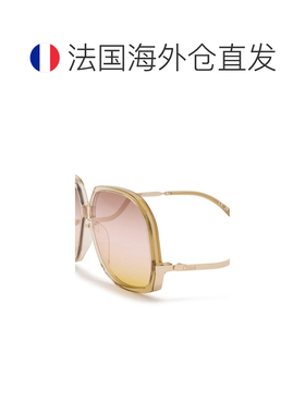 自营欧洲直邮CHLOE蔻依 Chloe Wavy 女士金色/渐变裸色大方形太阳