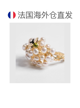 自营欧洲直邮Dior迪奥 Poetic Garden 女士金属淡水珍珠蜜蜂戒指