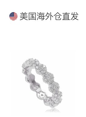 自营 Suzy Levian 纯银立方氧化锆花卉永恒戒指 - 白色 美国奥莱