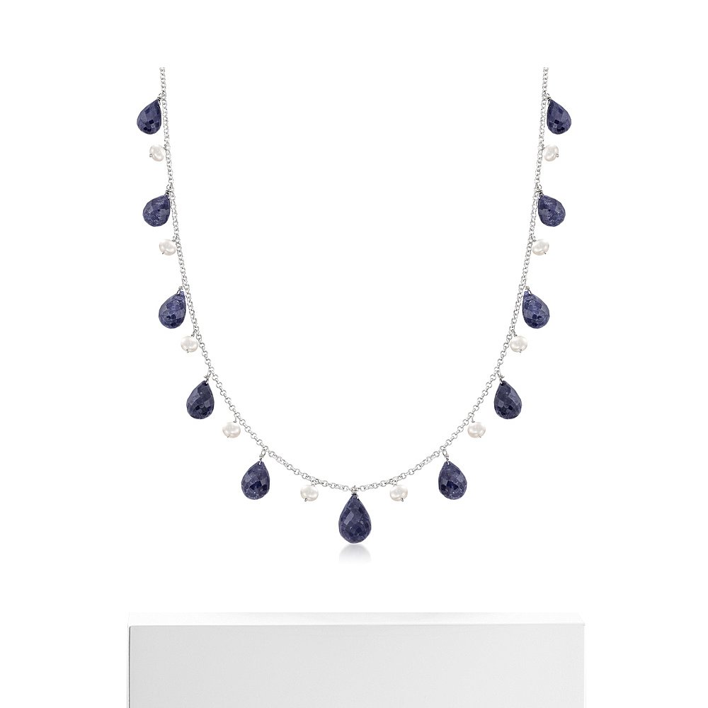 Ross-Simons 4-5mm Cultured Pearl and Sapphire Bead Necklace - 图3