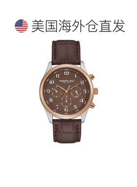 自营Kenneth Cole Men's 42mm Quartz Watch - brown 美国奥莱直