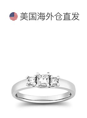 自营 pompeii31/2 克拉三石公主方形切割钻石戒指 14K 白金 - 14k
