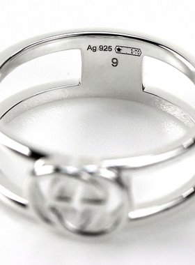 GUCCI戒指 女士男士戒指戒指互锁G银925银配饰双G 生日周年纪念