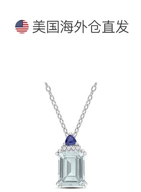 自营 925 纯银 Mimi & Max 女式 2 克拉 TGW 八角形海蓝宝石闪耀