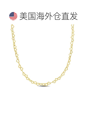 自营Mimi & Max 3 毫米心形链环项链，镀黄色纯银 - 18 英寸 - 黄