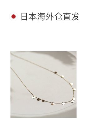1h可退 日本直邮cui-cui K10YG 黄金圆形吊牌小链项链 可调节长度