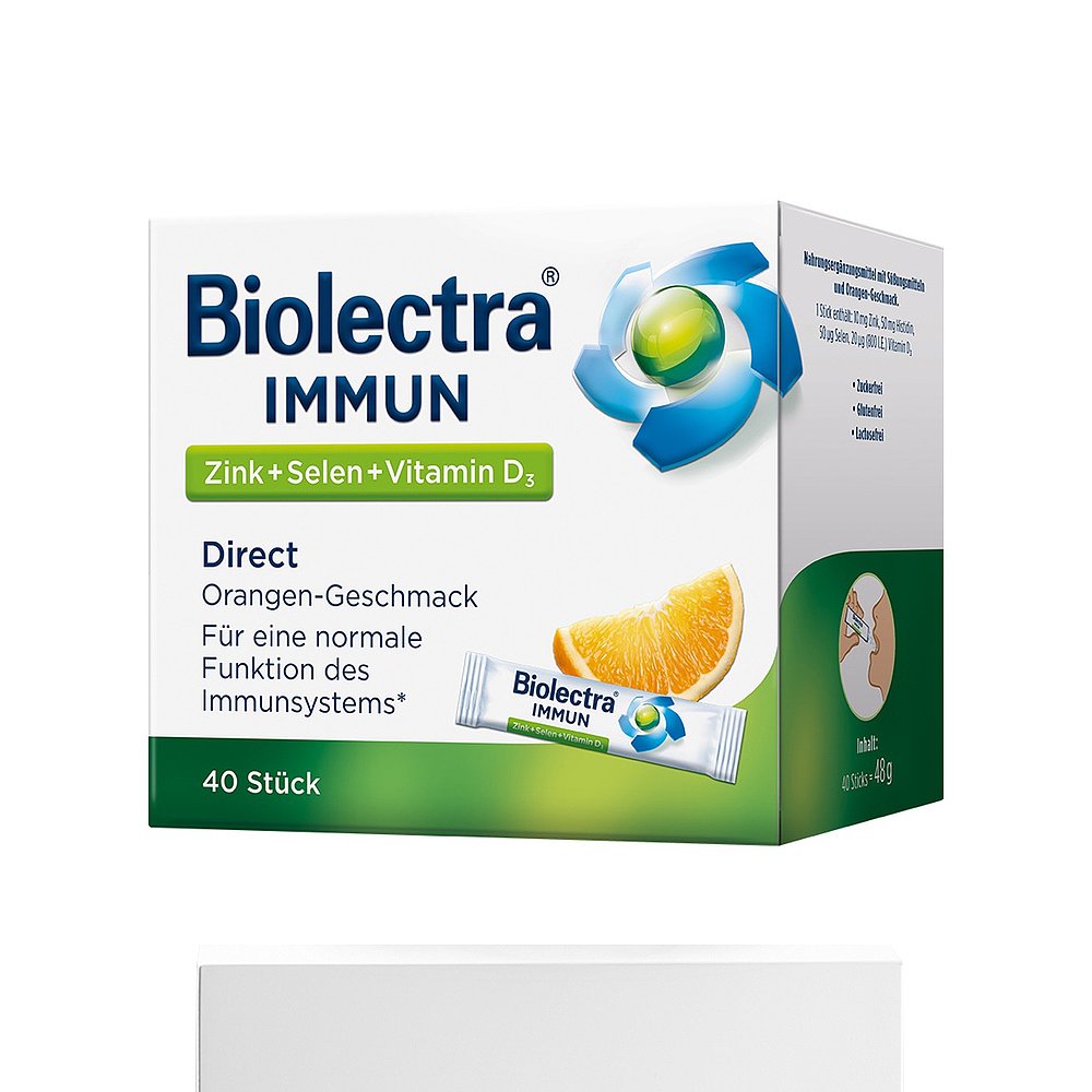 欧洲直邮德国Biolectra锌硒维生素VD3免疫口溶粉40包橘子味 - 图3