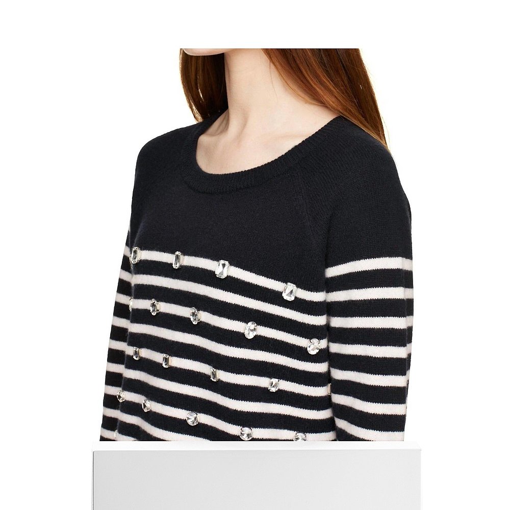 自营 kate spadeCrystal Embellished Stripe Merino Wool Pullov - 图3
