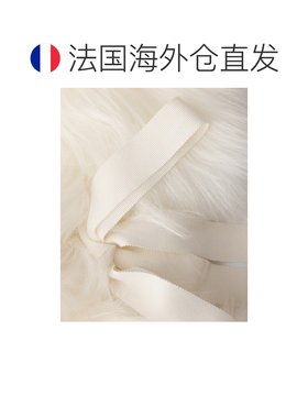 自营欧洲直邮Prada普拉达 女士羊羔皮蝴蝶结领带白色衣领