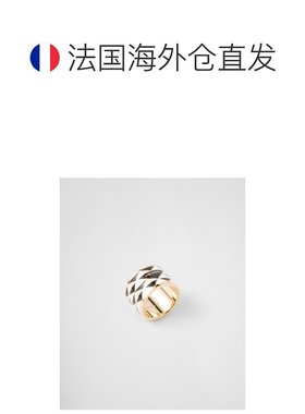 自营欧洲直邮Prada普拉达 女士黑色/白色金属三角几何图案戒指