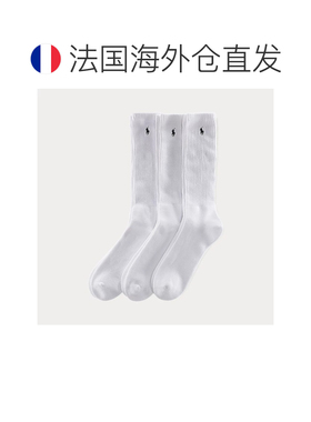 自营欧洲直邮Ralph Lauren拉夫劳伦 男士白色棉质船员袜三双装