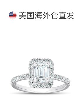 自营 pompeii3pompeii 31 1/2 克拉祖母绿切割钻石光环订婚戒指 1