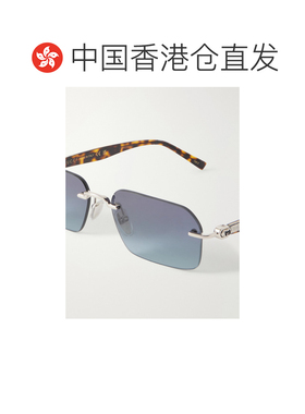 香港直邮Gucci 古驰 男士 G-Detailed 锁扣方形框镀银金属醋纤太