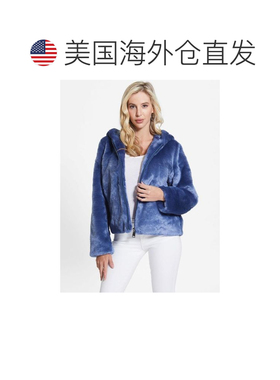 自营Guess Marabou Women's Coat - blue 美国奥莱直发