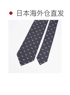 日本直邮EMPORIO ARMANI 男士领带 7.5 厘米宽 真丝 鹰标志 中灰