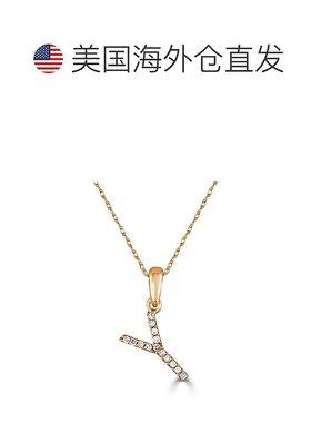 自营 sabrina14k 玫瑰金和钻石初始项链 - 玫瑰 y 美国奥莱直发