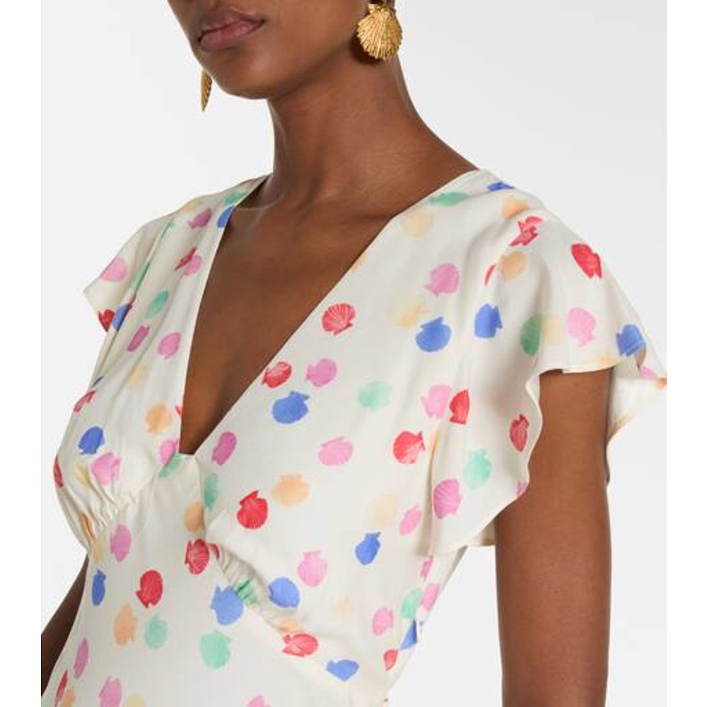 香港直邮潮奢 RIXO 女士 Meena 波尔卡圆点层叠长款连衣裙 - 图2