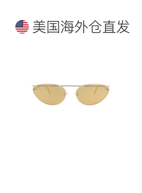 自营alexander mcqueen猫眼框架金属太阳眼镜-金色金色黄色 美国