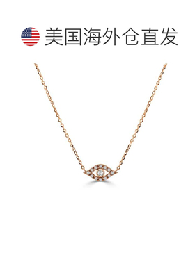 自营sabrina14k 金和钻石邪恶之眼项链 - 玫瑰色 美国奥莱直发