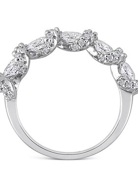 美国直邮Macy's|纯银实验室制造莫桑石戒指（1-1/4 克拉总重）