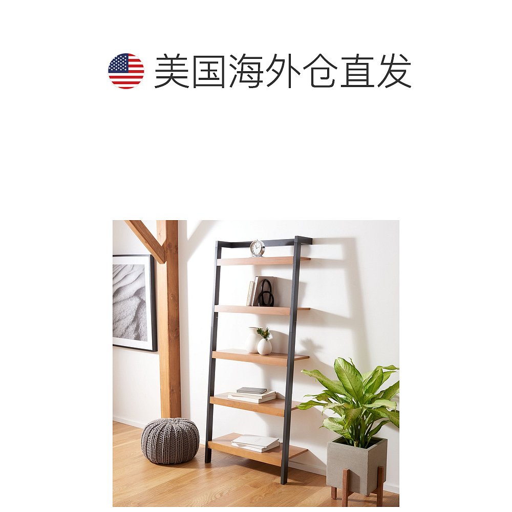 safaviehBeauregard 5 Tier Leaning Etagere - 天然/木炭 【美国 - 图1