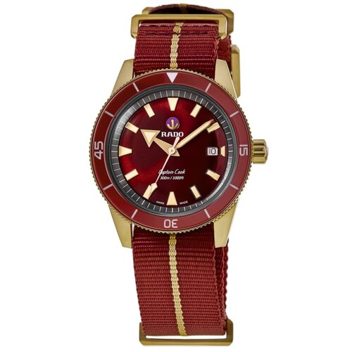 自营Rado Captain Cook Automatic Bronze Red Dial Fabric Strap - 图0