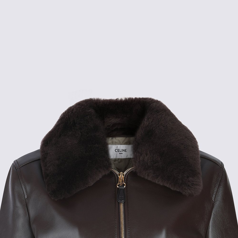 香港直邮CELINE 女士夹克 RV0Q6599E18DK AW2025 深棕色 - 图2