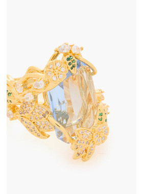 1h可退 潮奢 ZIMMERMANN 女士 镀金晶石镶嵌水晶戒指 5470S24GOLD