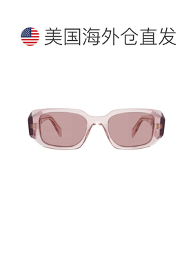 自营Prada Light Brown Rectangular Ladies Sunglasses PR 17WS