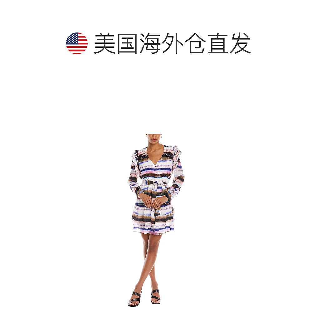 自营 Marie Oliver Lawson 真丝混纺早秋新款连衣裙 蓝色 美国奥 - 图1