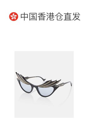 1h可退 香港直邮Gucci 古驰 女士 精饰猫眼太阳眼镜 colorful花色