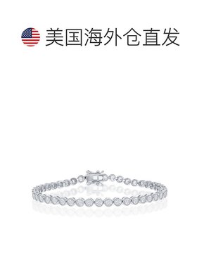 自营 simona925 纯银 4 毫米圆形 CZ 网球手链 - 银白色 美国奥莱