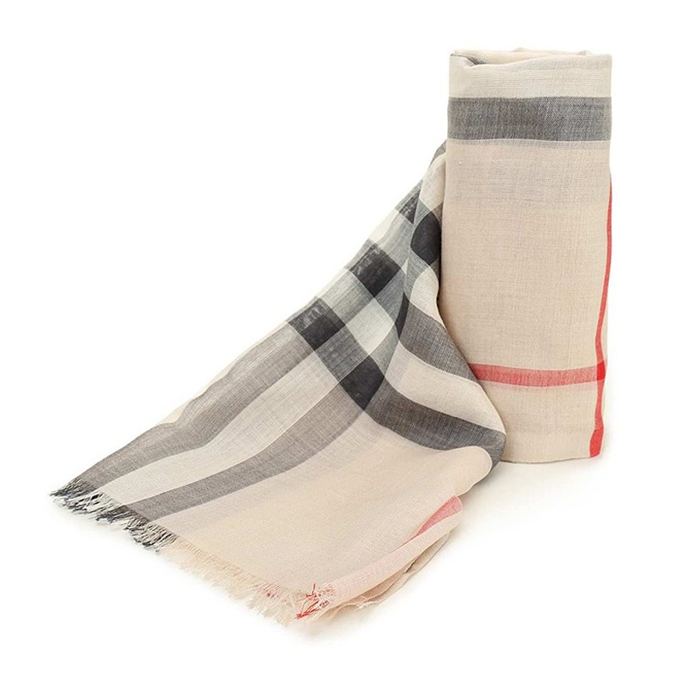 天猫国际海外仓直购香港直邮 Burberry 巴宝莉 中性驼色格纹围巾2