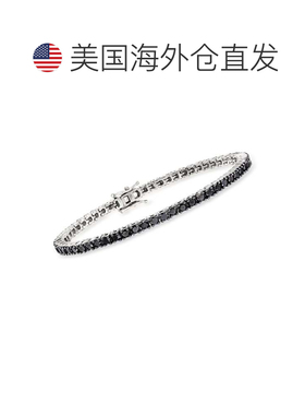 自营925 纯银 Ross-Simons 黑色钻石网球手链 - 7 英寸 美国奥莱
