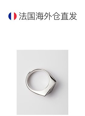 自营欧洲直邮Prada普拉达 男士黑色925银三角几何造型戒指纯银