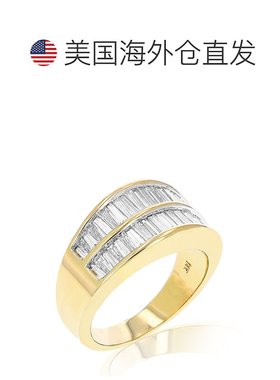 自营 vir jewels2 cttw 长方形钻石结婚戒指 14K 黄金通道套装 -