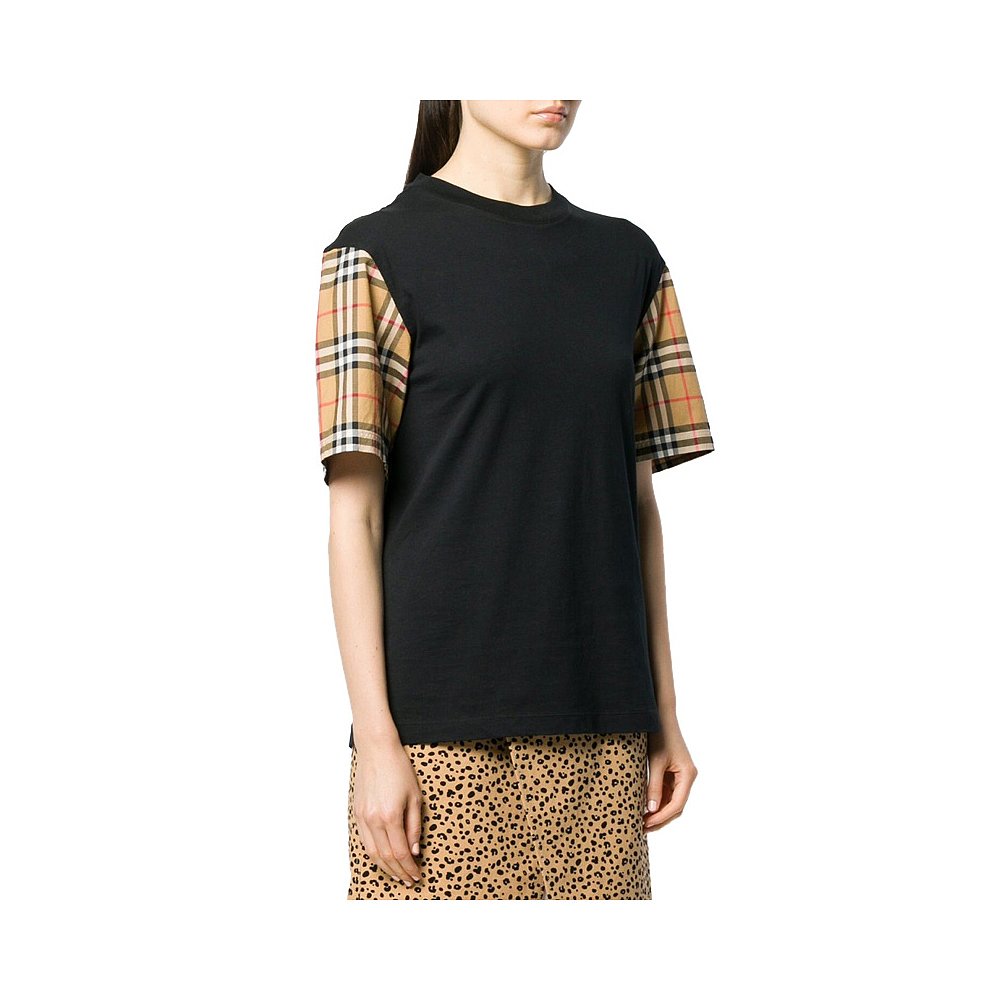 天猫国际海外仓直购Burberry 巴宝莉 黑色女士圆领T恤 80148950