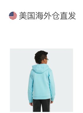 儿童 adidas 长袖 Essential 抓绒连帽衫 - 浅水绿色 【美国奥莱