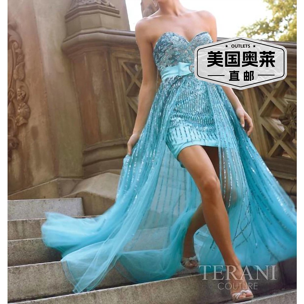 terani coutureTerani Gown In Aqua aqua【美国奥莱】直发-图0