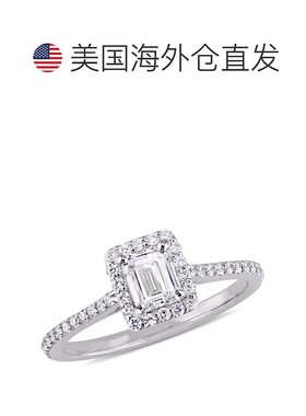 自营 Mimi & Max 3/4ct TW Emerald Round-Cut Diamond Halo Ring