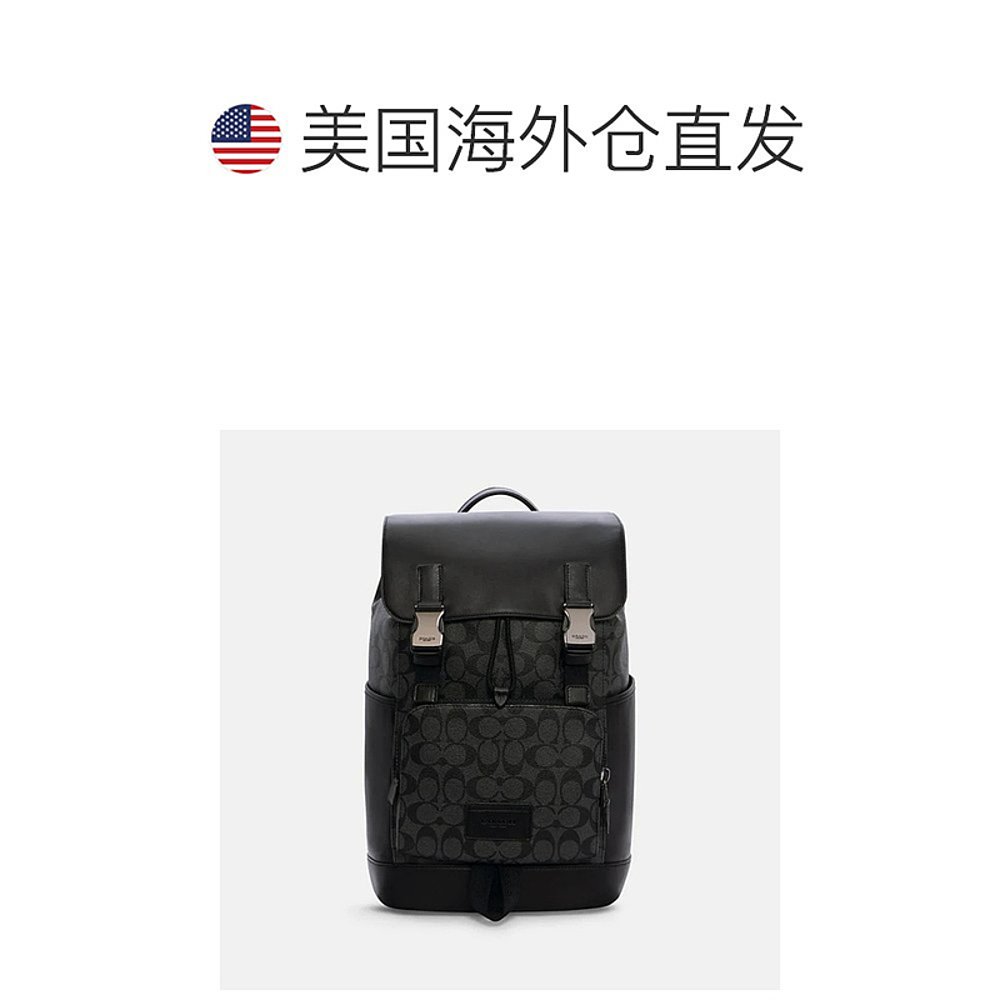 Coach/蔻驰Track标志性老花拼皮双肩背包商务包C2712 【美国奥莱 - 图1