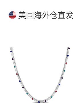 自营 925 纯银 Mimi & Max 多色串珠双股人字形项链 - 15+2 英寸