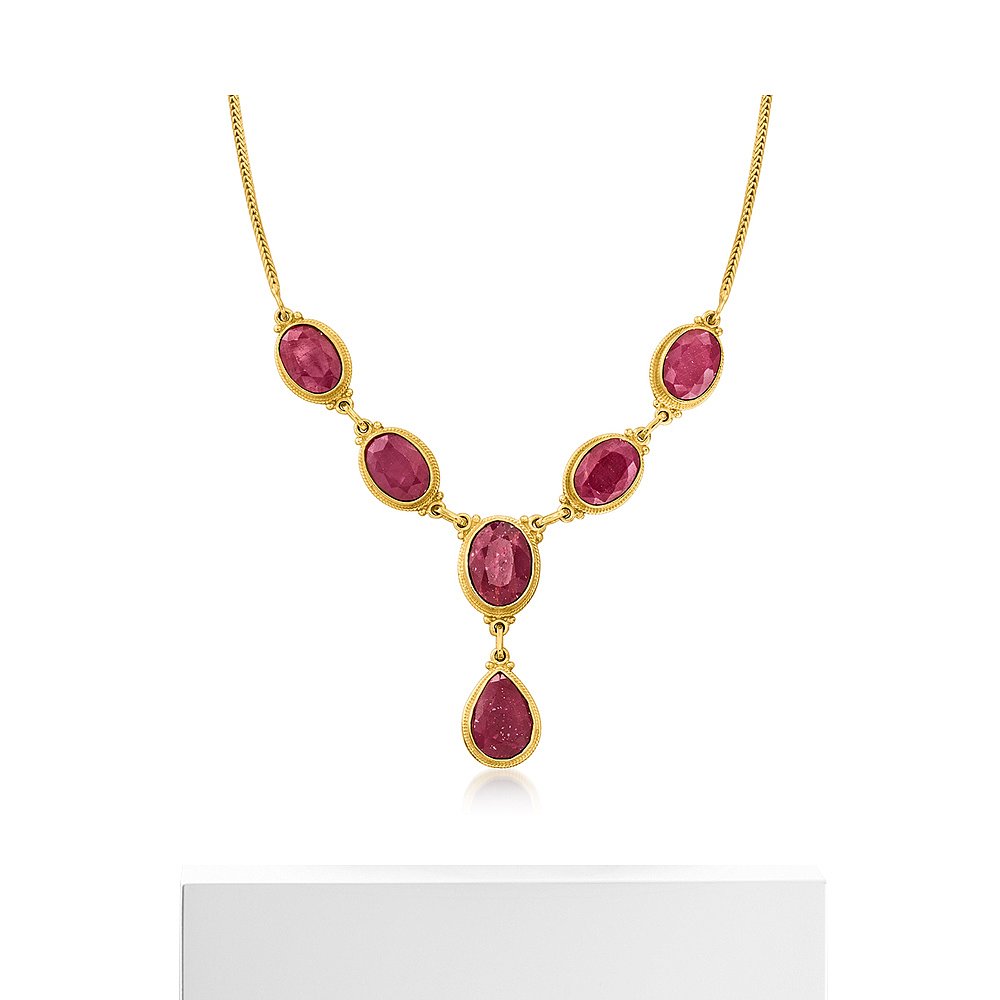 Ross-Simons Ruby Y-Necklace in 18kt Gold Over Sterling- 18-图3