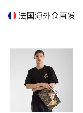 自营1h可退 欧洲直邮FENDI/芬迪 男士黑色黄铜/水晶手链新款