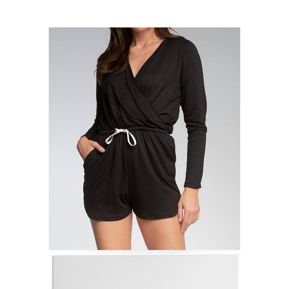 elanCarefree Long Sleeve Romper In Black black 【美国奥莱】 - 图3