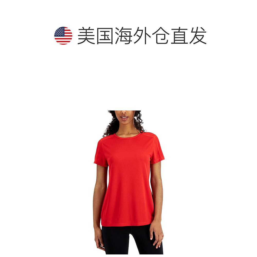 ideologyWomens Mesh Crewneck T-Shirt- licorice red【美国奥-图1